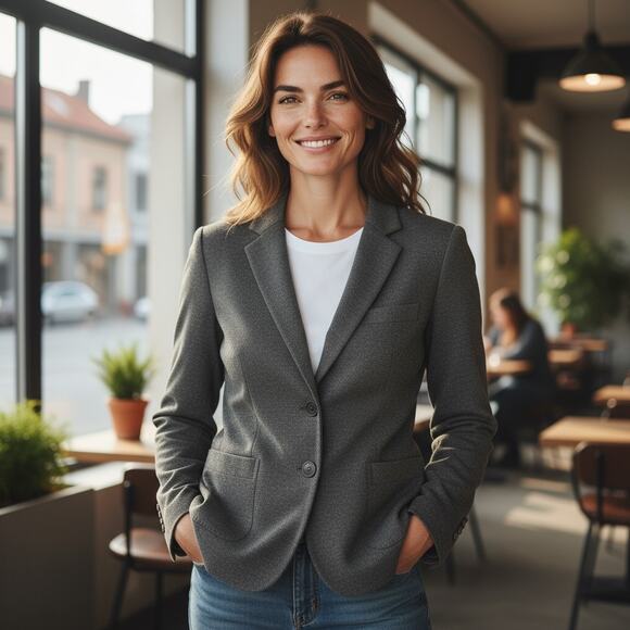 Boglioli Milano Blazer Womens US 6 / EU 42 Gray Flannel Wool Jacket Modern Italy - Picture 1 of 9